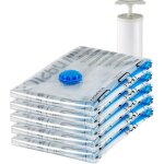 Basics de rangement sous vide avec pompe manuelle, fermeture clair, lot de 5, taille moyen, blanc, bleu ...
