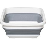 Bassine r�tractable 8l - pliable gris / blanc - gain de place - id�ale m�nage, lessive, cuisine, buanderie, ...