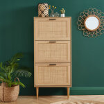 Bata - meuble � chaussures 60x23, 5x131 cm naturel avec cannage - aretha