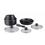 Batterie de cuisine rev�tement pierre avec manche amovible 10 pieces noir herzberg hg5000 - bk