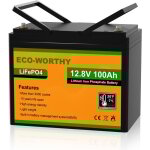Eco - worthy - batterie au lithium 12v 100ah lifepo4 rechargeable avec cycle profond de plus de 3000 ...