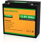 Eco - worthy - batterie au lithium 12v 20ah lifepo4 rechargeable avec cycle profond de 3000 + fois et ...