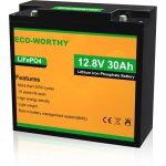 Eco - worthy - batterie au lithium 12v 30ah lifepo4 rechargeable avec cycle profond de plus de 3000 fois ...