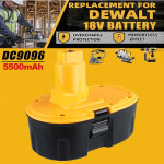 Batterie de rechange ni - mh dc9096 pour dewalt 18v 5. 5ah xrp dc725 de9096 de9503 dc9098 de9039 de9095 ...
