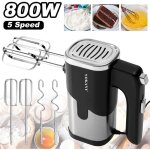 Batteur electrique cuisine 800w puissant, 5 vitesses, 2 batteurs + 2 crochets, démontage 1 bouton Batteur electrique cuisine 800w puissant, 5 vitesses, 2 batteurs + 2 crochets, démontage 1 bouton