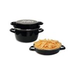 Baumalu - friteuse �mail 26 cm noire avec panier et couvercle verre