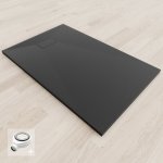 Saniverre - baya receveur de douche 90 x 120 cm noir extra - plat aspect pierre + bonde incluse