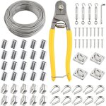 Bazywtyh - 50m serre cable acier, 67 pcs kit gaine cable 3mm 7x7 avec 4 tendeur cable, 20 boucles sertissage, ...