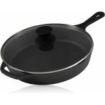 Bbq - toro po�le � griller en fonte avec couvercle en verre � 26 cm