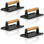 Presse  hamburger en fonte 1 kg (4 pices) 21 x 11 cm poids de viande pour burgers avec poigne - bbq ...