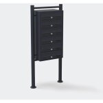 Bc - elec - hpb1x6 - gs boite aux lettres sur pieds anthracite pour 6 appartements