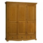 Beaux meubles pas chers - armoire penderie pin miel 3 portes 3 tiroirs l 164. 3 h 194. 8 p 54. 5 cm - ...