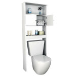 Beaux meubles pas chers - armoire wc 2 portes blanches 2 niches l 65 h 175 p 22 cm
