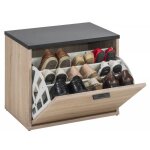 Banc coffre à chaussures 9 paires - coloris: chêne naturel Banc coffre à chaussures 9 paires - coloris: chêne naturel