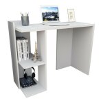 Beaux meubles pas chers - bureau 1 caisson 2 niches blanc