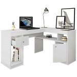 Beaux meubles pas chers - bureau d'angle blanc avec caisson et rangements