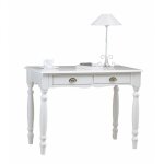 Beaux meubles pas chers - bureau blanc 2 tiroirs charme - blanc