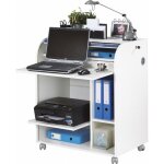 Bureau informatique blanc � roulettes 5 niches l 79. 2 h 93. 8 p 53. 2 cm - coloris: blanc