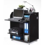 Bureau informatique noir  roulettes - coloris: noir