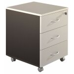 Caisson de bureau 3 tiroirs gris et anthracite roulettes l 41 h 56 p 50 cm