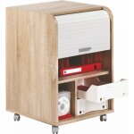Beaux meubles pas chers - caisson à rideau sur roulettes h70 cm chêne et blanc - gaetan Beaux meubles pas chers - caisson à rideau sur roulettes h70 cm chêne et blanc - gaetan
