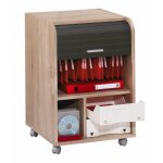 Beaux meubles pas chers - caisson à rideau sur roulettes h70 cm chêne et noir - gaetan Beaux meubles pas chers - caisson à rideau sur roulettes h70 cm chêne et noir - gaetan