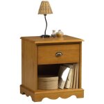 Beaux meubles pas chers - chevet pin miel de style anglais 1 tiroir - orange