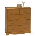 Beaux meubles pas chers - commode pin miel de style anglais 5 tiroirs l 96. 2 h 97. 4 p 42. 5 cm - orange ...