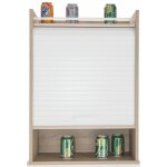 Meuble de cuisine chne rideau noir ou blanc 4 niches 54 x 76. 6 x 35, 4 cm - coloris: blanc