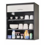 Meuble cuisine noir rideau chne blanc ou alu 2 etagres l 60 h 72 p 35 cm - coloris: blanc