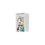 Beaux meubles pas chers - meuble haut de cuisine  rideau 40 cm blanc imprim vague grise - cook