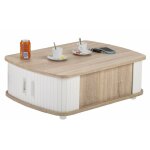 Beaux meubles pas chers ? table basse rectangle 80 cm ch�ne naturel ? 2 niches de rangement avec rideaux ...