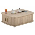 Beaux meubles pas chers ? table basse rectangle 80 cm en ch�ne naturel ? 4 niches avec rideaux coulissants ...