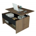 Beaux meubles pas chers - table basse relevable 90 cm châtaignier et noir l 90 h 49. 5 p 67 cm Beaux meubles pas chers - table basse relevable 90 cm châtaignier et noir l 90 h 49. 5 p 67 cm