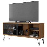 Beaux meubles pas chers - meuble tv 55 pouces chêne foncé et noir 5 niches l 136 h 62 p 36 cm Beaux meubles pas chers - meuble tv 55 pouces chêne foncé et noir 5 niches l 136 h 62 p 36 cm