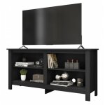 Beaux meubles pas chers - meuble tv 65 pouces noir 4 niches l 148 h 69. 5 p 38. 5 cm