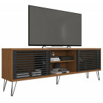Beaux meubles pas chers - meuble tv 72 pouces chne et noir 4 niches 2 portes l 180 h 65 p 33 cm