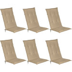 Beautissu - set de 6 matelas coussin pour chaise fauteuil de jardin terrasse loft hl 120x50x6 cm nature ...