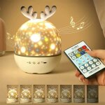 Bb veilleuse projecteur, led enfant veilleuse lampe musicale et lumineuse 360rotation avec 8 musique ...