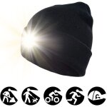 Bebusingoto bonnet avec lampe frontale rechargeable lampe de poche casquette hiver tricot chapeau clair ...