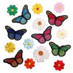Bebusingoto pack of 16 iron - on patches flowers and butterfly embroidered patches, appliques for adults ...