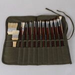Bebusingoto sac de pinceau, tui pour pinceaux  huile en toile, sac de rangement22 emplacements, vert ...