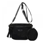 Bebusingoto sac  strass saddle tide pour femmes et filles, noir