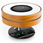Bedside lamp with bluetooth speaker and wireless charger, table lamp desk lamp with sleep mode stepless ...