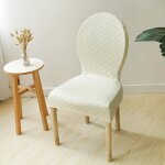 (beige)housse de chaise de table � manger de forme sp�ciale, dossier rond housse de chaise monobloc enti�remen ...