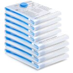 Lot de 8 sacs de rangement sous vide, sac sous vide vetement aspirateur sac de compression voyages camping ...