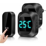 [pas besoin de piles] sonnette sans fil avec temprature led, sonnette de porte tanche kit de carillon ...