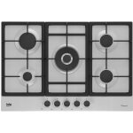 Beko hiaw75225sxe table de cuisson � gaz encastrable en fonte 4 feux 75 cm acier inoxydable