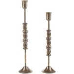 Lot de 2 bougeoirs design avec pied effet ancien en mtal dor cisel pour dcorer table ou buffet intrieur ...