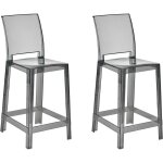 Beliani - lot de 2 chaises de bar transparentes noires hautes pour cuisine moderne wellington